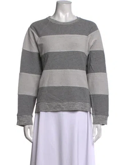 Pre-owned The Great Striped Crew Neck Sweatshirt In Grey