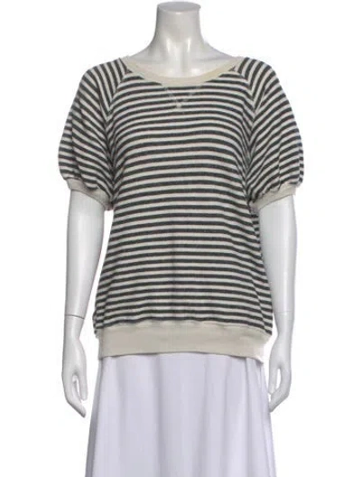 Pre-owned The Great Striped Crew Neck Sweatshirt In Neutral