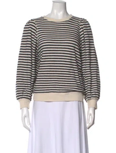 Pre-owned The Great Striped Crew Neck Sweatshirt In Neutral