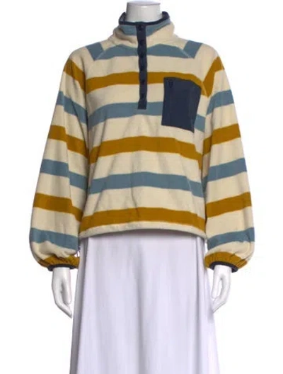 Pre-owned The Great Striped Crew Neck Sweatshirt In Neutrals