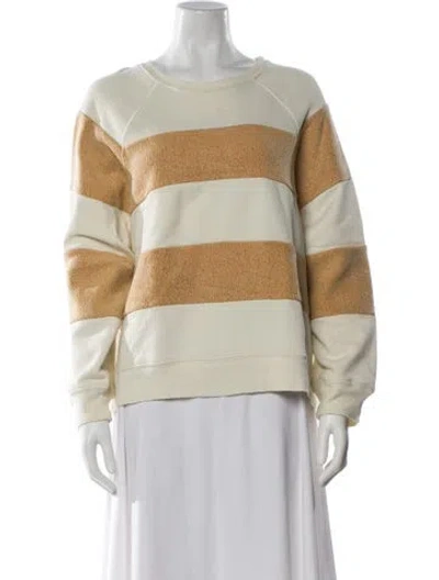 Pre-owned The Great Striped Crew Neck Sweatshirt In Yellow