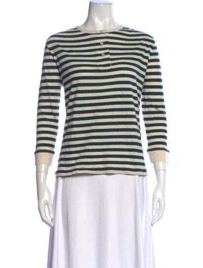 Pre-owned The Great Striped Crew Neck Top In Blue