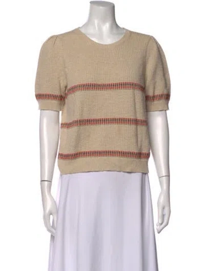 Pre-owned The Great Striped Crew Neck Top In Neutrals
