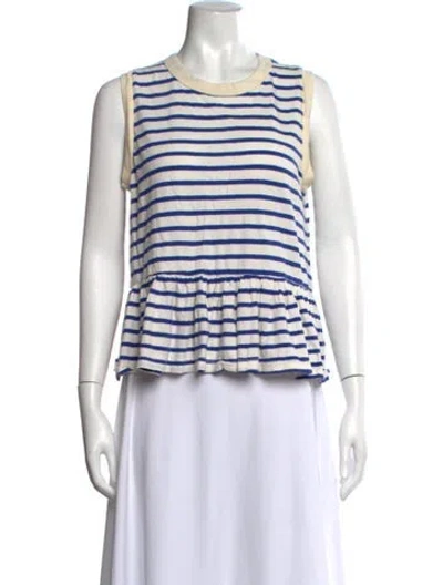 Pre-owned The Great Striped Crew Neck Top In White
