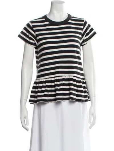 Pre-owned The Great Striped Crew Neck T-shirt In Black