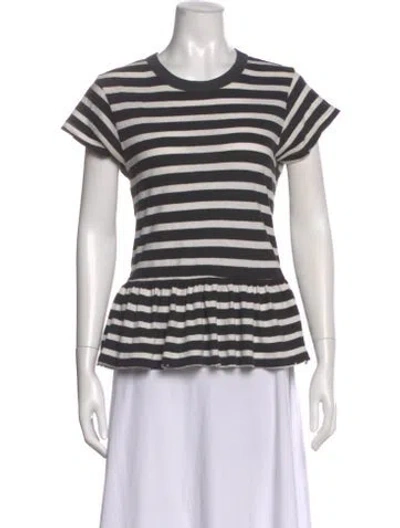 Pre-owned The Great Striped Crew Neck T-shirt In Black