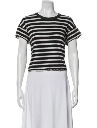 Pre-owned The Great Striped Crew Neck T-shirt In Black