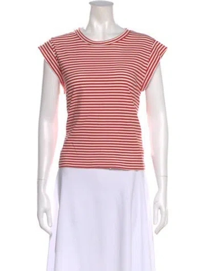 Pre-owned The Great Striped Crew Neck T-shirt In Blue