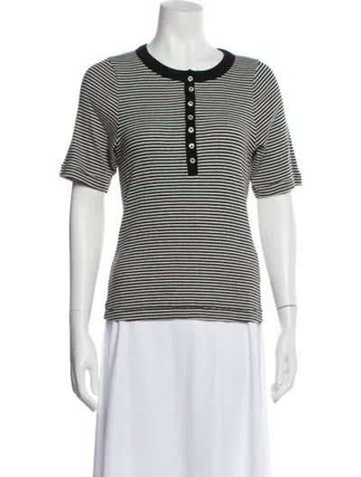 Pre-owned The Great Striped Crew Neck T-shirt In Blue