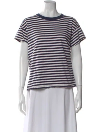 Pre-owned The Great Striped Crew Neck T-shirt In Blue