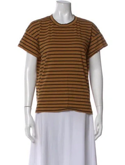 Pre-owned The Great Striped Crew Neck T-shirt In Brown