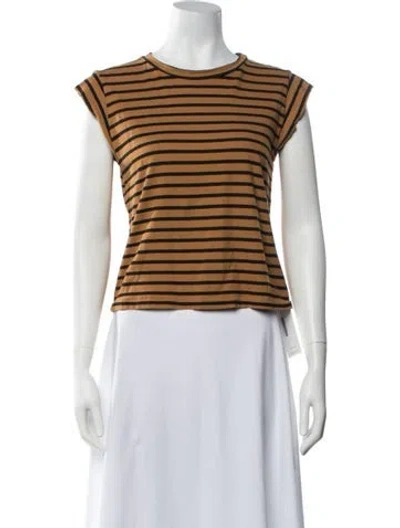 Pre-owned The Great Striped Crew Neck T-shirt In Brown