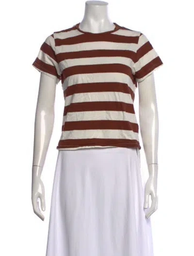 Pre-owned The Great Striped Crew Neck T-shirt In Brown