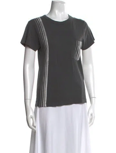 Pre-owned The Great Striped Crew Neck T-shirt In Gray