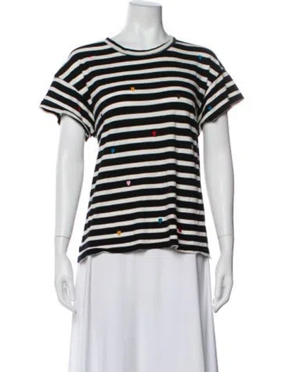 Pre-owned The Great Striped Crew Neck T-shirt In Gray