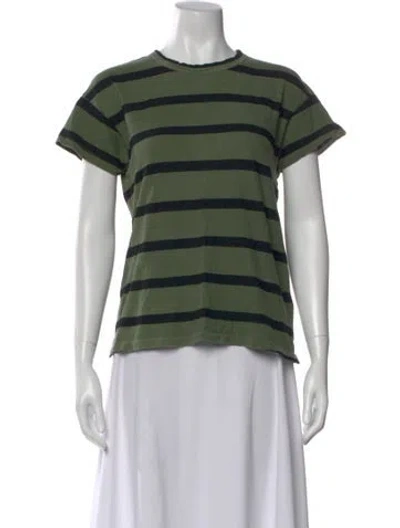Pre-owned The Great Striped Crew Neck T-shirt In Green
