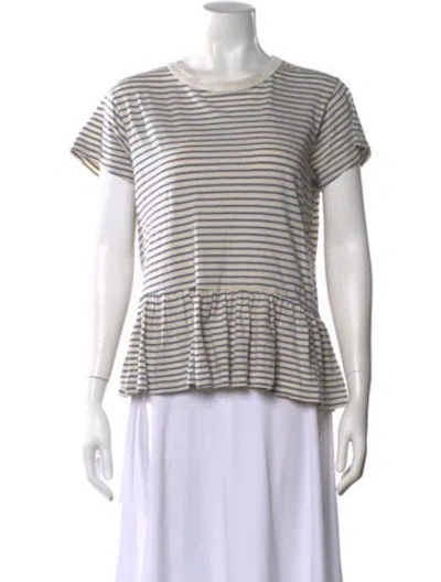 Pre-owned The Great Striped Crew Neck T-shirt In Neutral