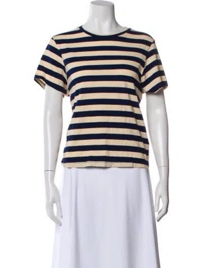 Pre-owned The Great Striped Crew Neck T-shirt In Neutral