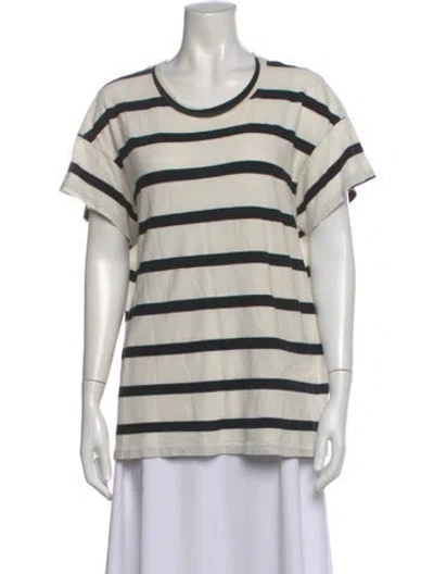 Pre-owned The Great Striped Crew Neck T-shirt In Neutral