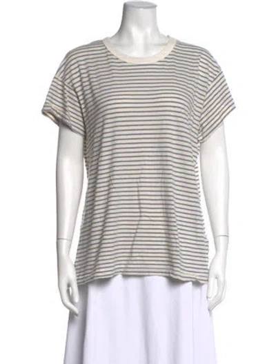 Pre-owned The Great Striped Crew Neck T-shirt In Neutrals
