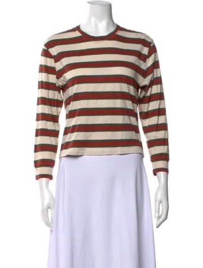 Pre-owned The Great Striped Crew Neck T-shirt In Neutrals