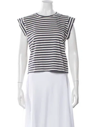 Pre-owned The Great Striped Crew Neck T-shirt In White