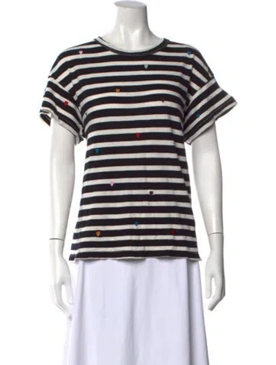 Pre-owned The Great Striped Crew Neck T-shirt In White
