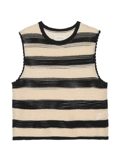 The Great Striped Crochet Sweater In Black