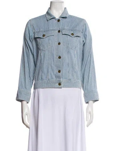Pre-owned The Great Striped Denim Jacket In Blue