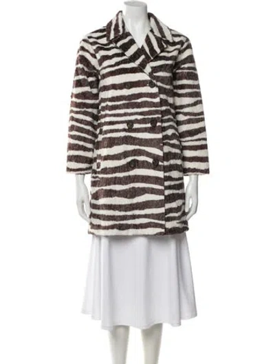 Pre-owned The Great Striped Faux Fur Coat In Multi