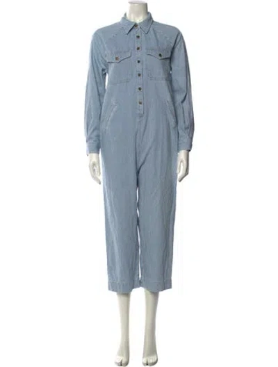 Pre-owned The Great Striped Jumpsuit In Blue