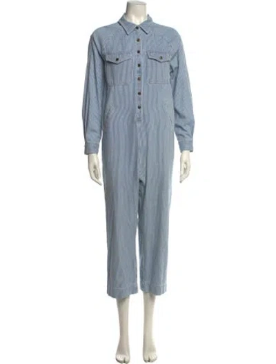 Pre-owned The Great Striped Jumpsuit In Blue