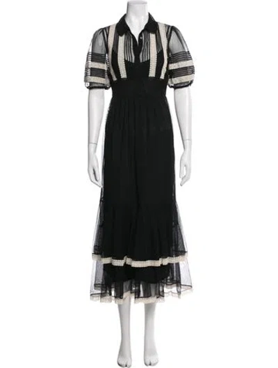 Pre-owned The Great Striped Long Dress In Black