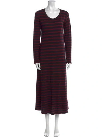 Pre-owned The Great Striped Long Dress In Burgundy