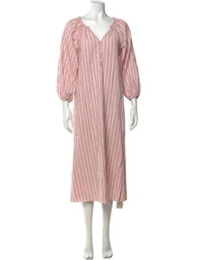 Pre-owned The Great Striped Long Dress In Red