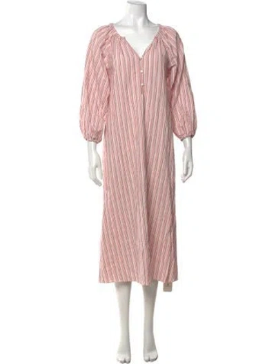 Pre-owned The Great Striped Long Dress In Red