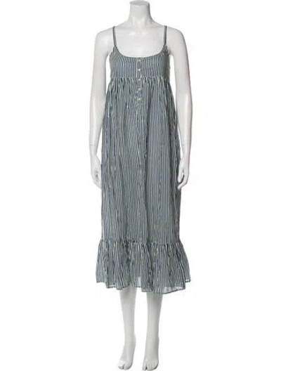 Pre-owned The Great Striped Long Dress W/ Tags In Green