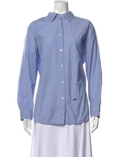 Pre-owned The Great Striped Long Sleeve Button-up Top In Blue
