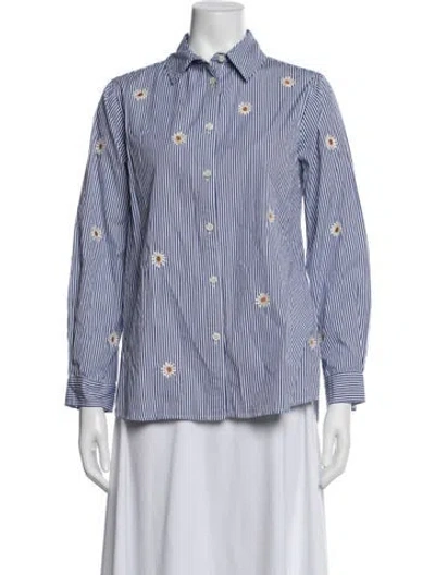 Pre-owned The Great Striped Long Sleeve Button-up Top In Multi