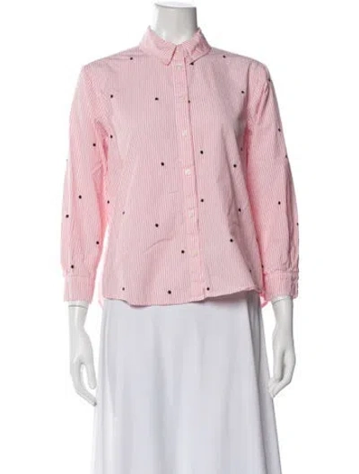 Pre-owned The Great Striped Long Sleeve Button-up Top In Pink