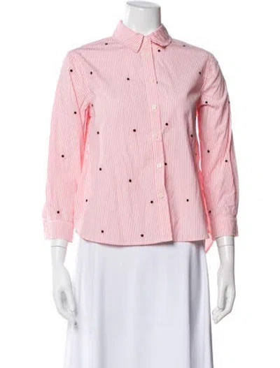 Pre-owned The Great Striped Long Sleeve Button-up Top W/ Tags In Pink