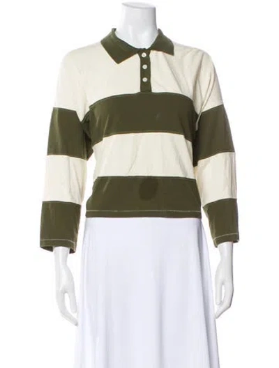 Pre-owned The Great Striped Long Sleeve Polo In Neutral