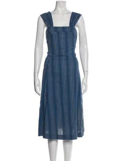 Pre-owned The Great Striped Midi Length Dress In Blue