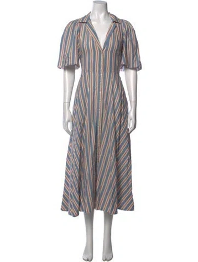 Pre-owned The Great Striped Midi Length Dress In Blue