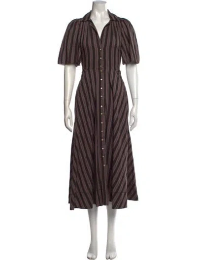 Pre-owned The Great Striped Midi Length Dress In Brown