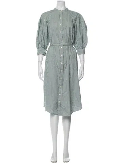 Pre-owned The Great Striped Midi Length Dress In Green