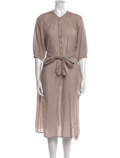 Pre-owned The Great Striped Midi Length Dress In Neutral