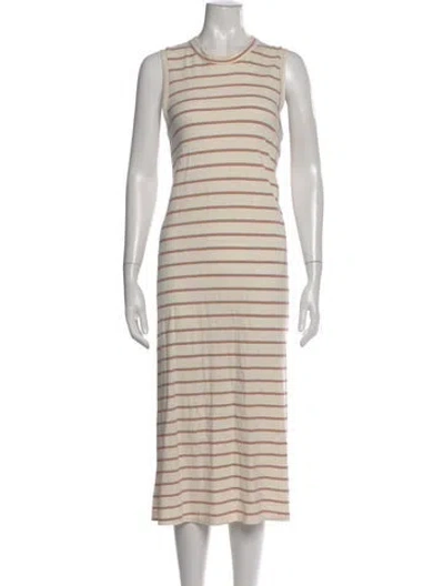 Pre-owned The Great Striped Midi Length Dress In Neutral