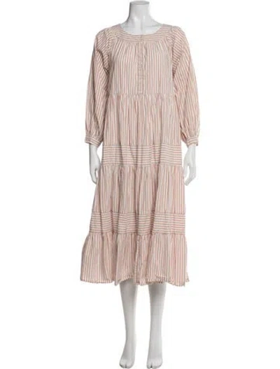 Pre-owned The Great Striped Midi Length Dress In Neutral
