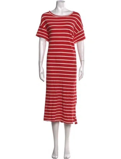 Pre-owned The Great Striped Midi Length Dress In Pink